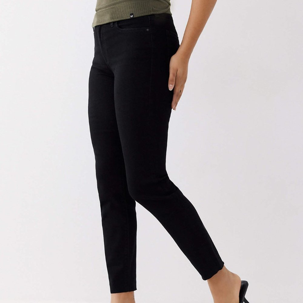 True Religion-Colette Slim Straight Leg Cut Off Hem Jeans